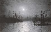Atkinson Grimshaw Nightfall down the Thames oil painting picture wholesale
